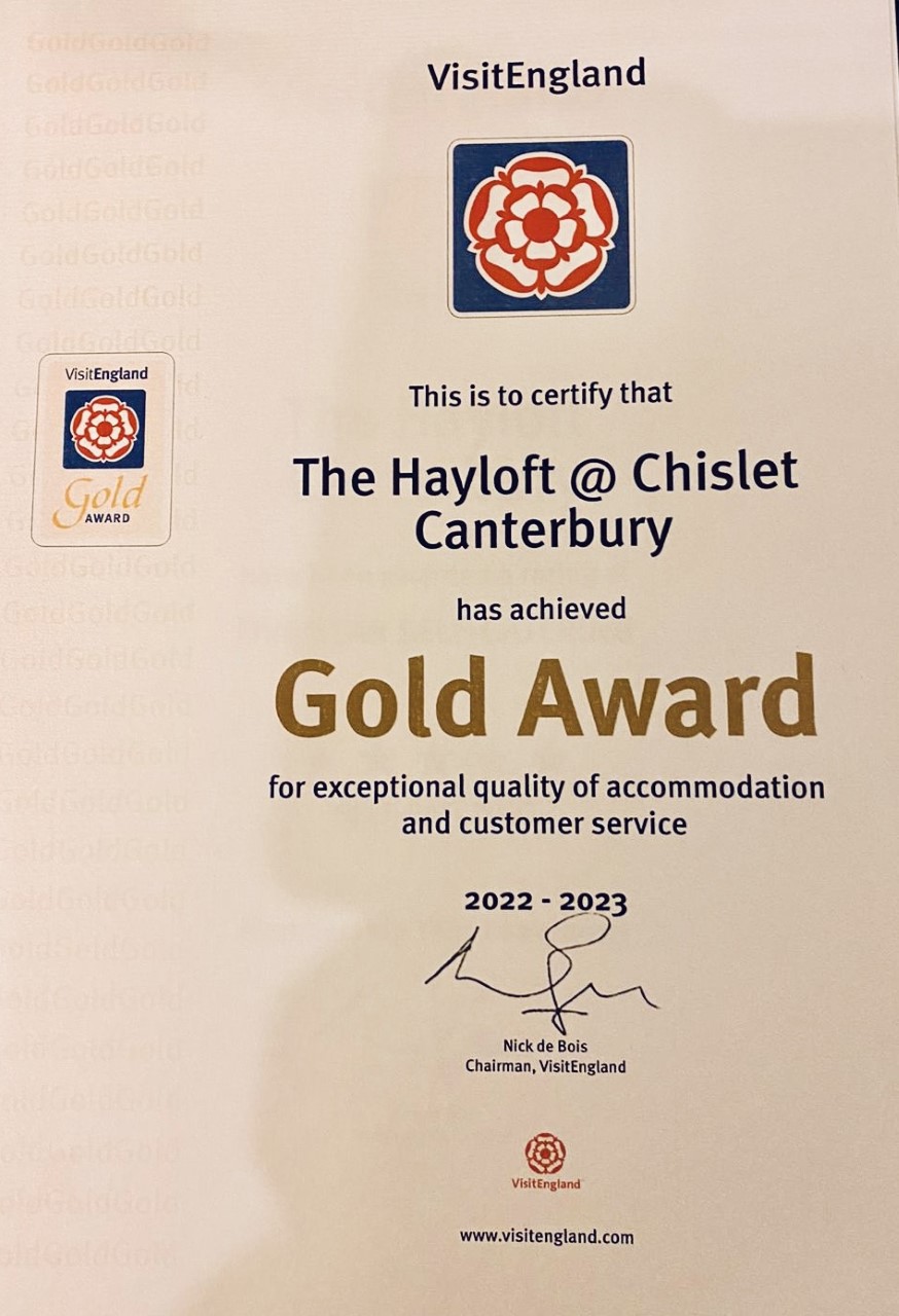 Gold Award Rated By Visit England